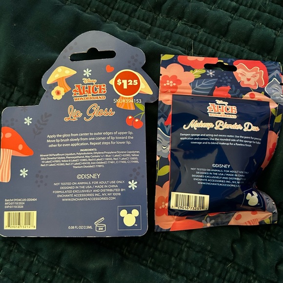 Disney Alice in Wonderland Lip Gloss & Makeup Sponge Duo - Blue, Navy, Orange - Picture 2 of 2